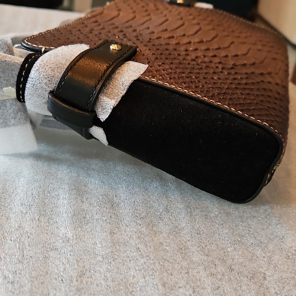 Coach Blake Crossbody Bag Metallic Snake Embossed Bronze Leather Gold Hdwr NWT - Picture 7 of 16